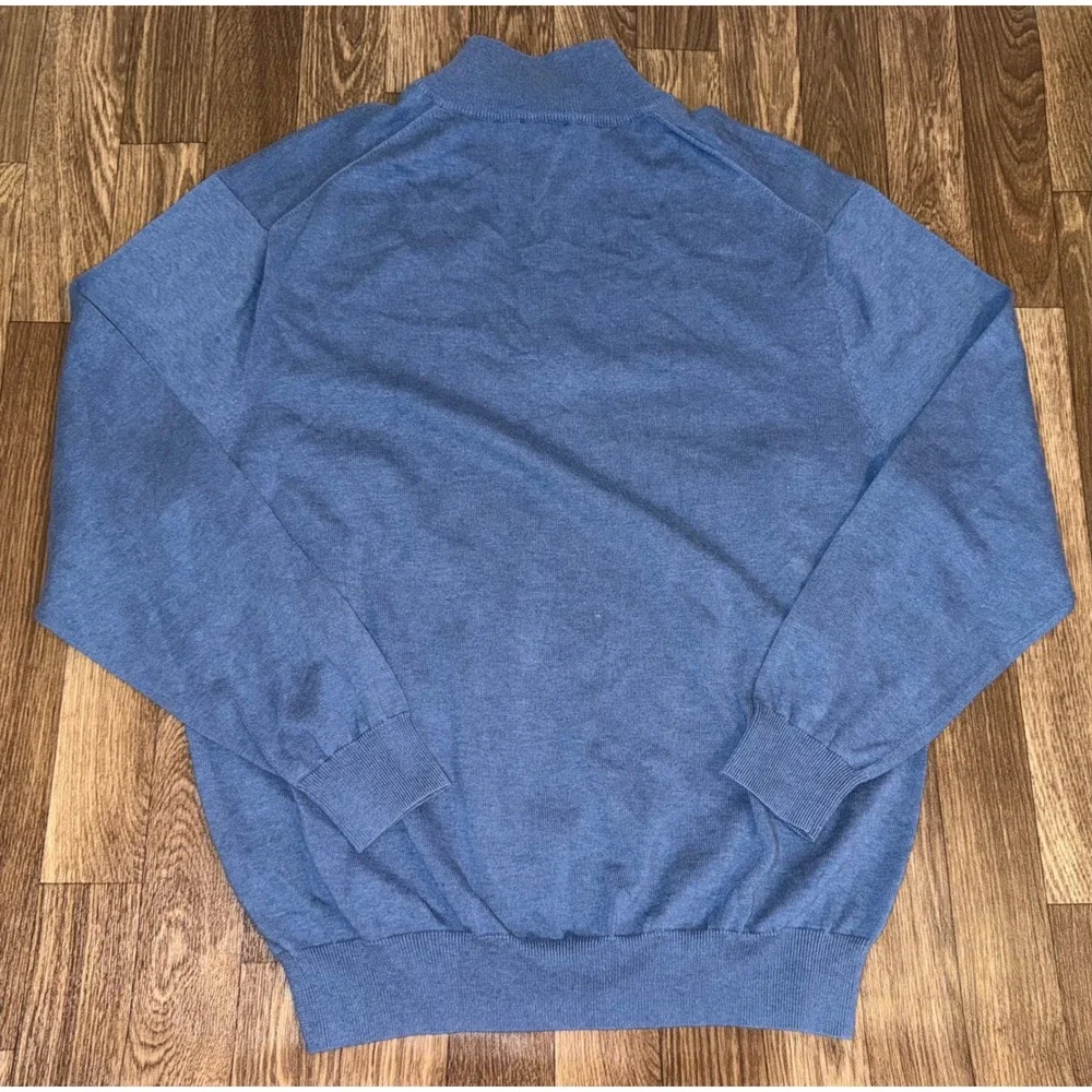 Jos A‎ Bank Signature Collection Blue 100% Pima Cotton Quarter Zip Sweater XL